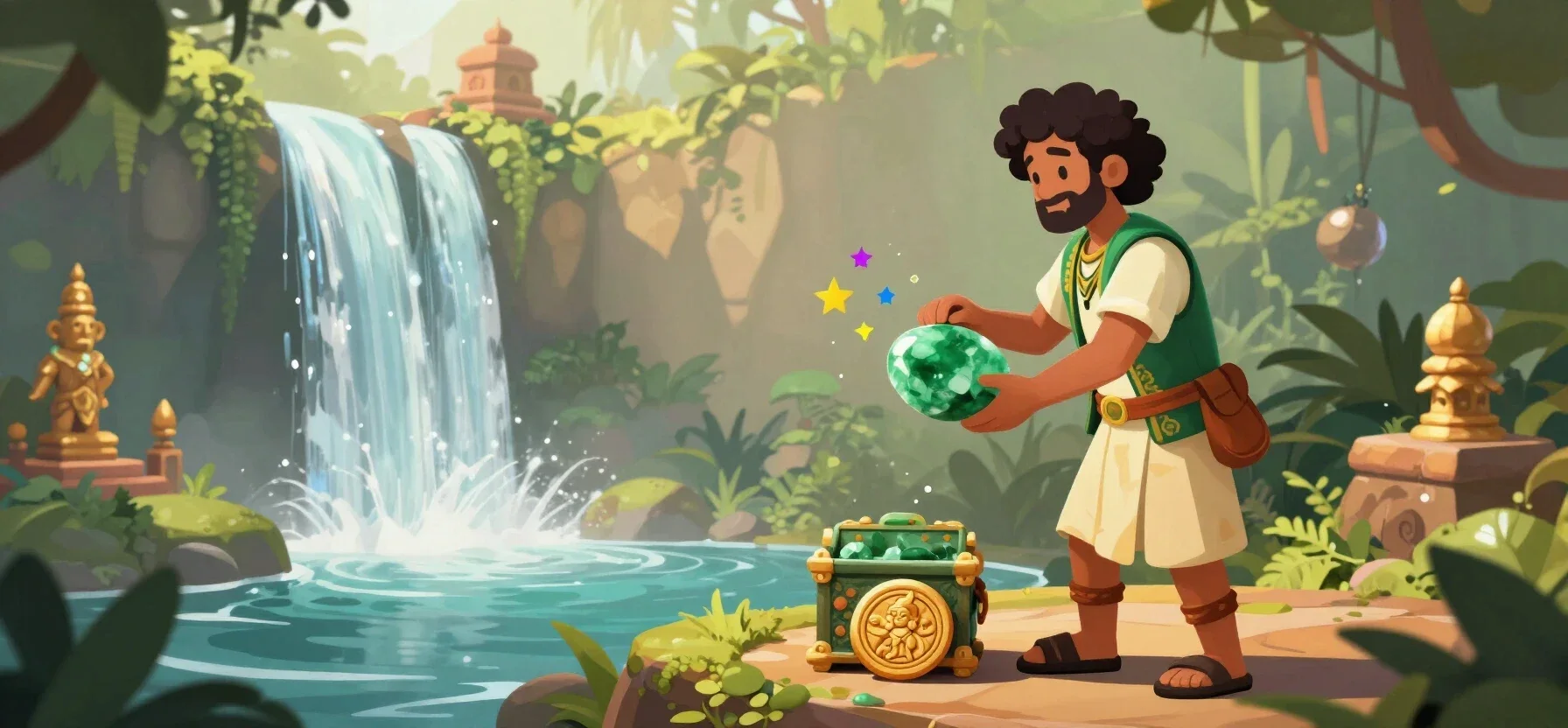 Buzz Bingo mobile app features shown with a glowing treasure chest and membership token